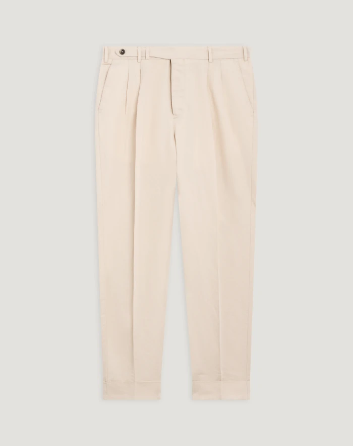 Carrot trousers in linen and cotton twill