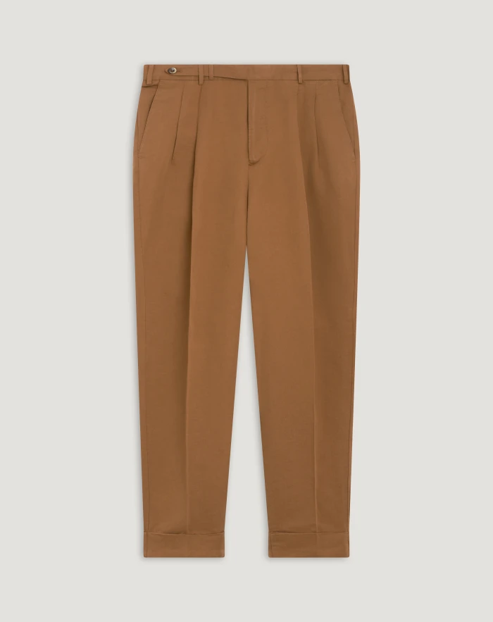 Carrot trousers in linen and cotton twill