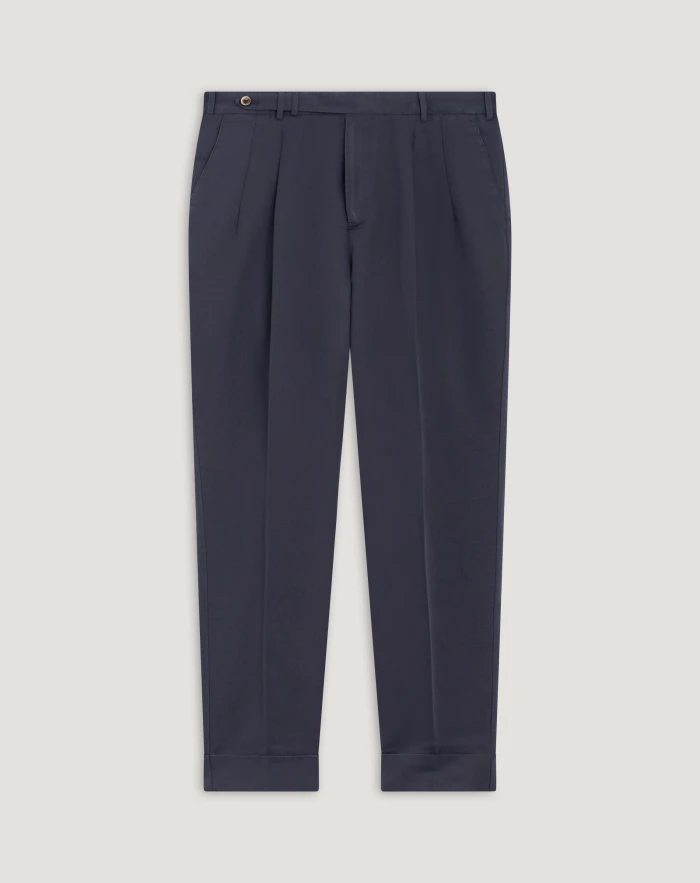 Carrot trousers in linen and cotton twill