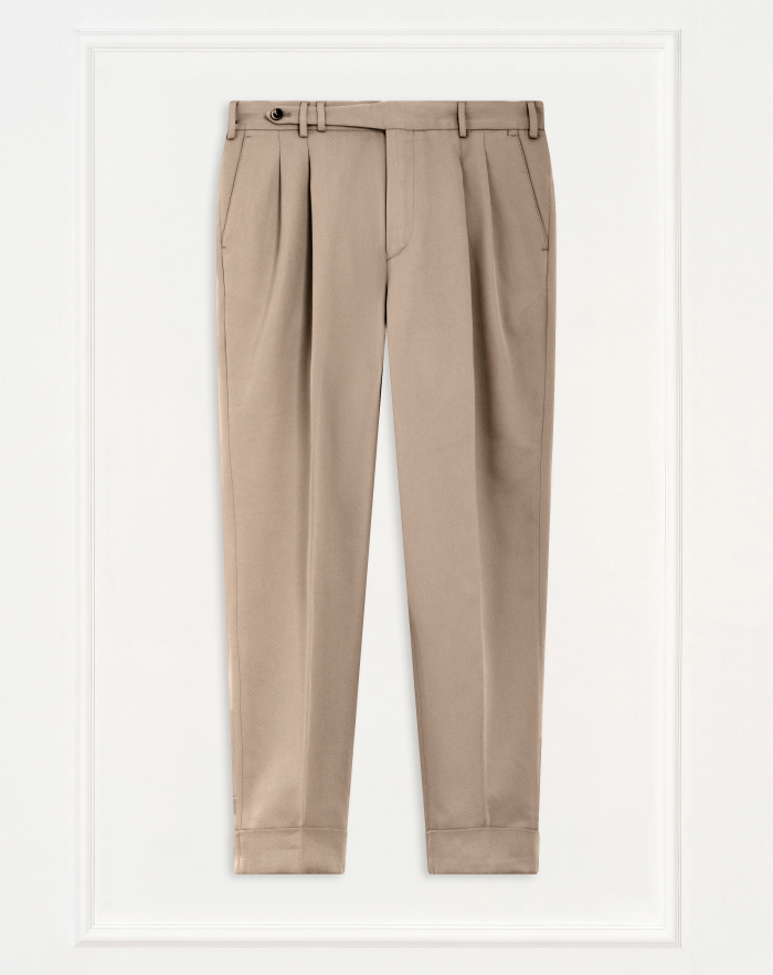 Carrot trousers in wool and cotton bull denim