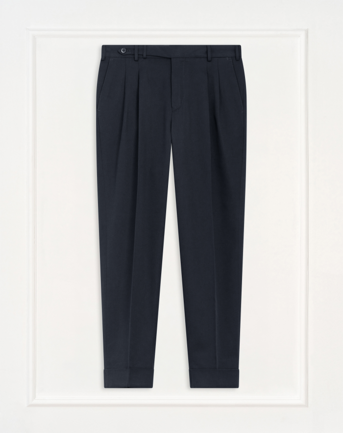 Carrot trousers in wool and cotton bull denim