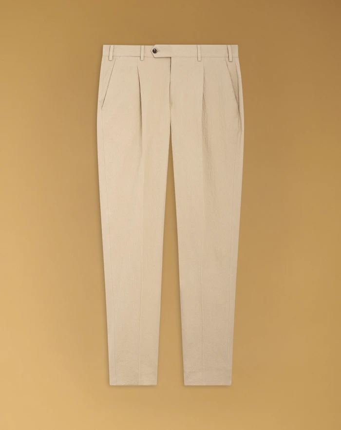 Union trousers in cotton seersucker