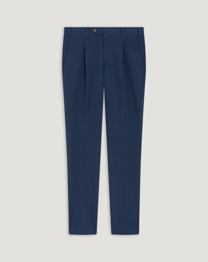 Union trousers in cotton seersucker