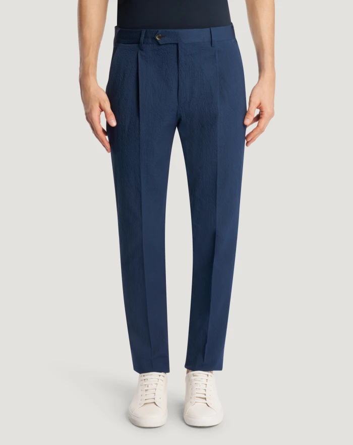 Union trousers in cotton seersucker