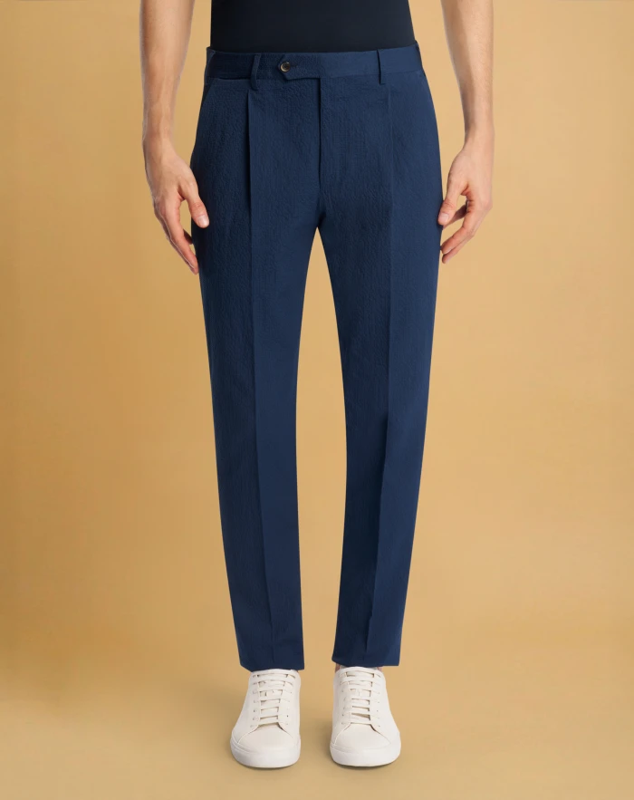 Union trousers in cotton seersucker